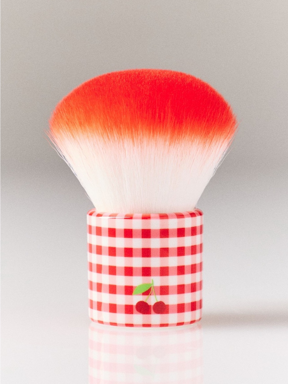 Anthropologie Red & White Gingham Cherry Kabuki Brush